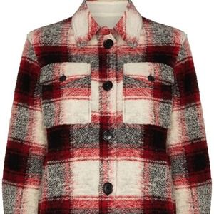 100% Auth Isabel Marant Gastino Jacket Coat Plaid Black/Red Size 42 - 10/12 US